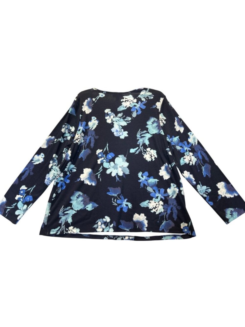 Style & Co Plus Size 2X Long Sleeve Floral Print Top Navy & Blue - Picture 2 of 9